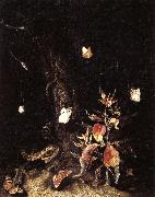 SCHRIECK, Otto Marseus van, Reptiles,Butterflies,and Plants at the Base of a Tree